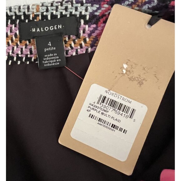 Halogen Nordstrom Purple Multi Plaid Pencil Skirt 4P Retro 90s Side Zip Office - Picture 6 of 6
